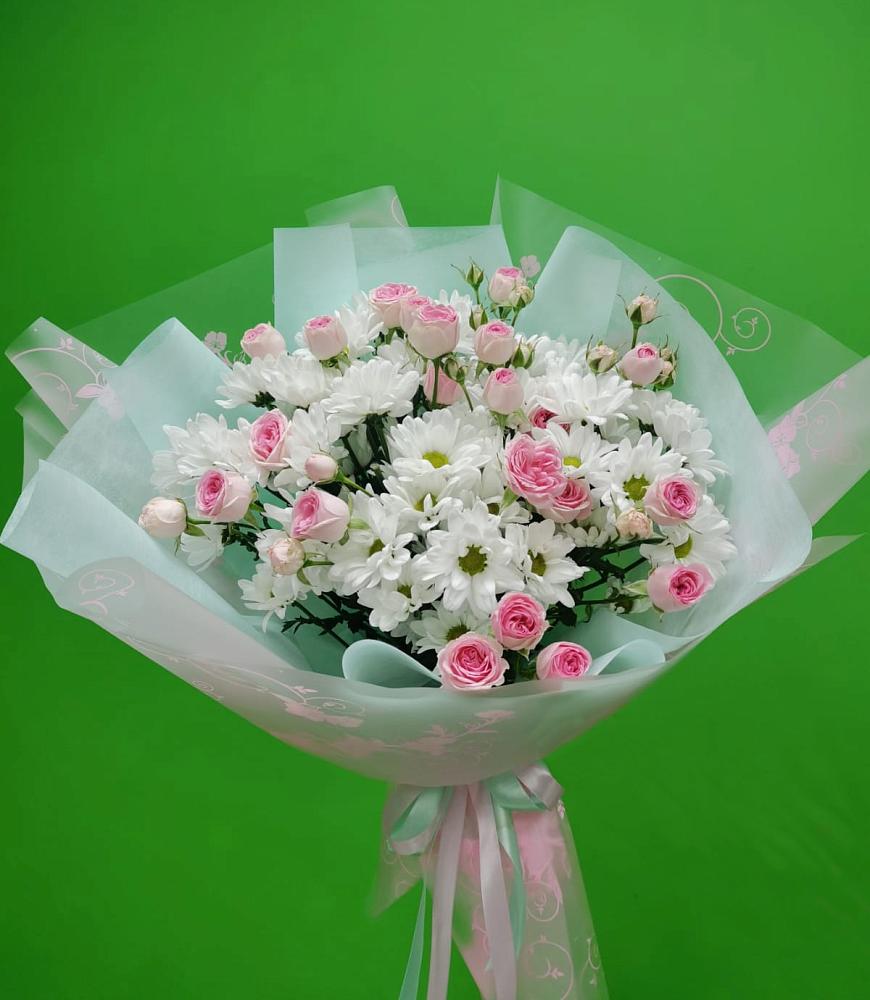 Букет влюбленный романтик в Чехове Букет цветов из: Розы и Хризантемы в Чехове