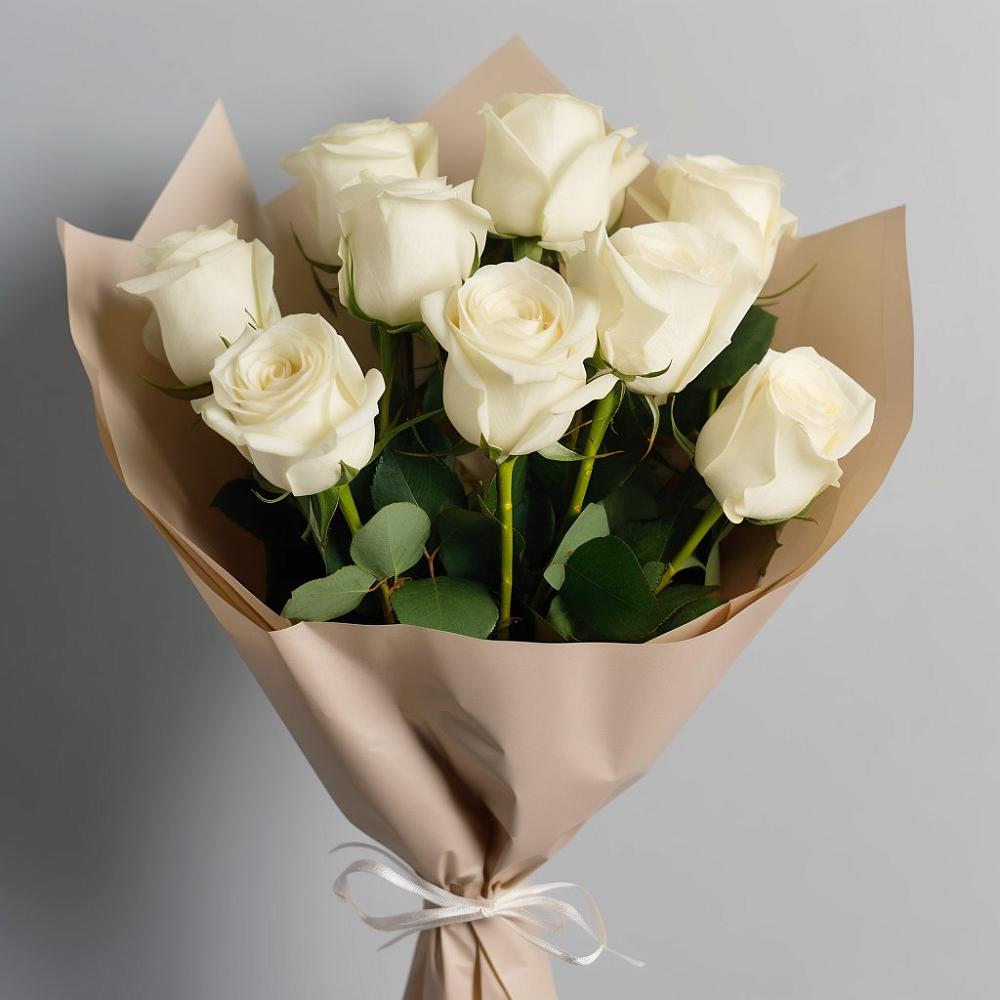 9 Белых роз Эдлесс Лав в Чехове Букет 9 Белых роз Эдлесс Лав в Чехове