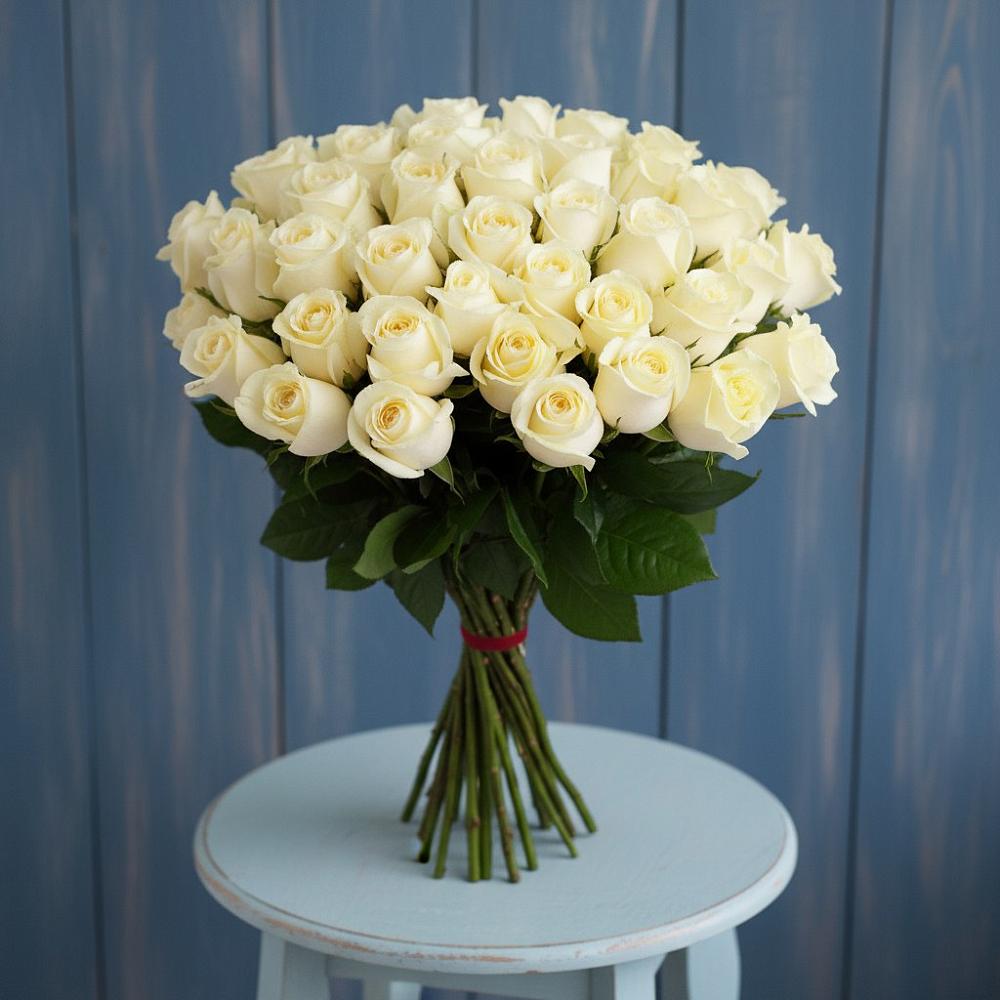 51 Белая роза Эдлесс Лав в Чехове Букет 51 Белая роза Эдлесс Лав в Чехове