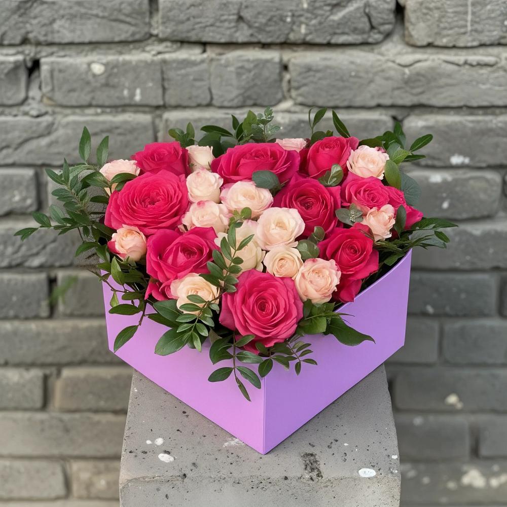 Композиция моя любовь в Чехове Цветочная композиция из Розы в коробке в Чехове