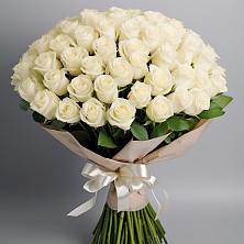 Букет 101 беля роза Белоснежка в Чехове
