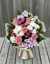 Букет цветов из:  Альстромерии, Гвоздики, Розы и Хризантемы #REPLACE_PRED# Чехове