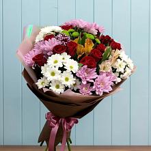 Букет цветов из:  Розы, Хризантемы и Альстромерии в Чехове