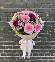 Букет яркие краски в Чехове Букет цветов из:  Герберы и Хризантемы в Чехове