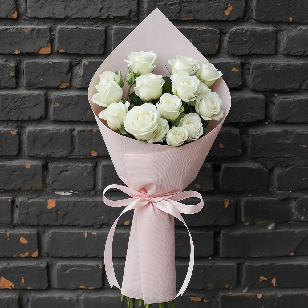 Букет Белые кустовые розы в Чехове Букет цветов из: Розы в Чехове