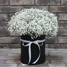 Цветочная композиция из Гипсофила в шляпной коробке в Чехове